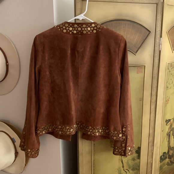 Gorgeous caramel brown embellished suede jacket 6 - Picture 5 of 7